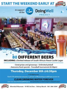 DoingWell Project December 8 at Silverball Museum Delray Beach FL