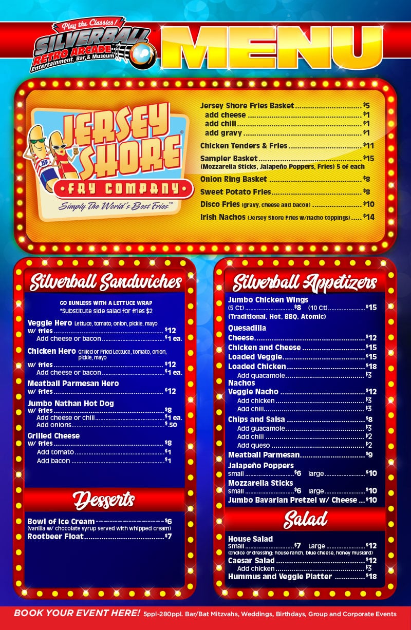 Menu Silverball Museum DelRay Beach