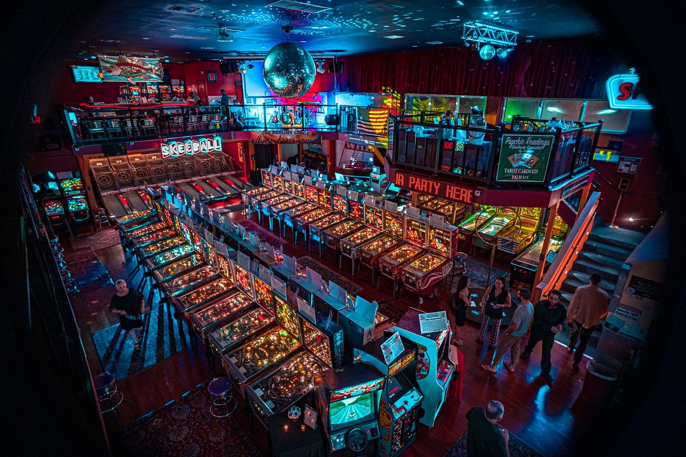 Silverball Delray Beach looking down to main floor of arcade